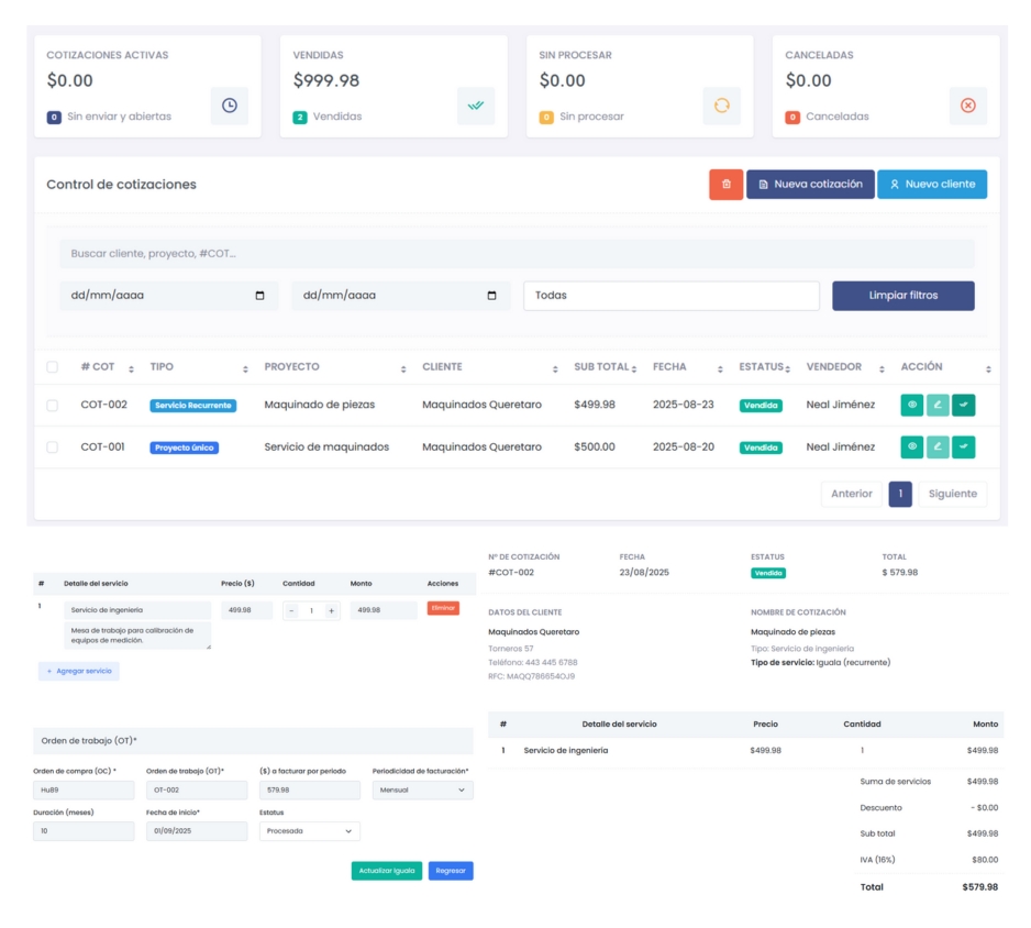Nilo Systems dashboards